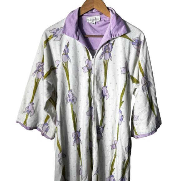 Christian Dior Vintage Iris Print House Dress Size Small - Picture 3 of 11